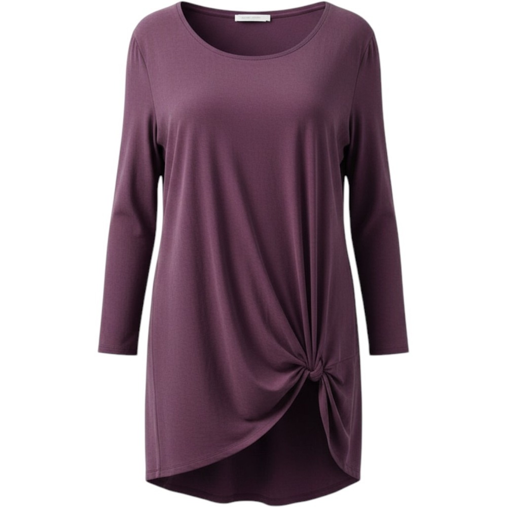Lane Bryant Purple Knot Front Tunic Top Long Sleeve Scoop Neck Plus Size 22/24